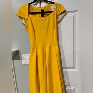 BGL Yellow Scoop-Neck fit and flare dress